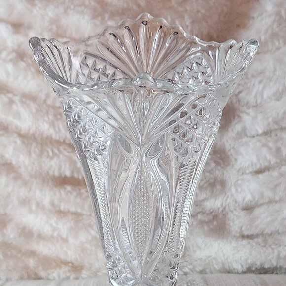EAPG Vintage Hickman Glass Fan "Flower" (Zipper Stem) 10" Vase/Candle Holder - Picture 1 of 9